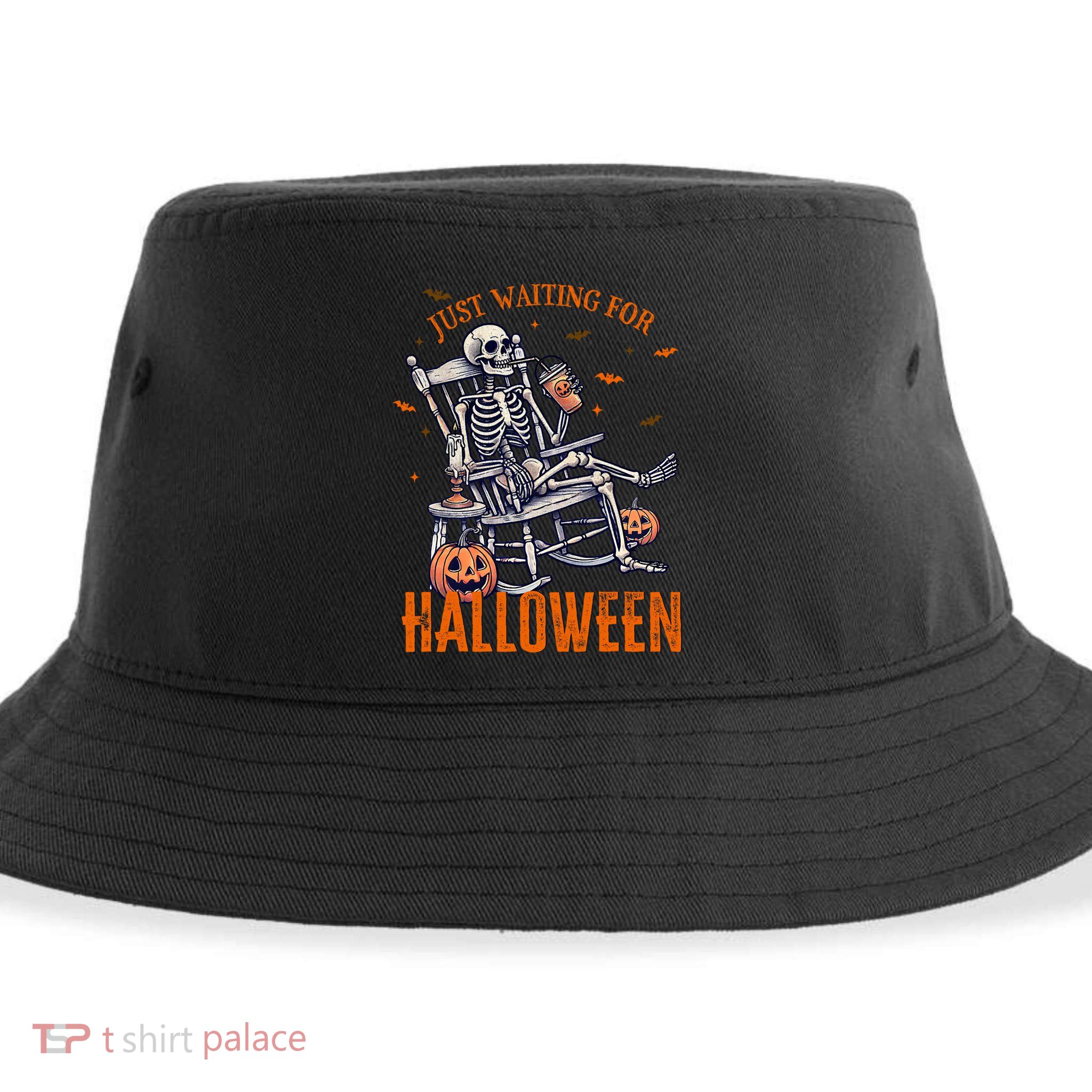 Funny Skeleton Christmas Design Just Waiting For Halloween Sustainable Bucket Hat