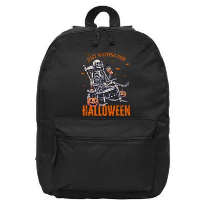 Funny Skeleton Christmas Design Just Waiting For Halloween 16 in Basic Backpack