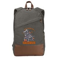 Funny Skeleton Christmas Design Just Waiting For Halloween Cotton Canvas Backpack