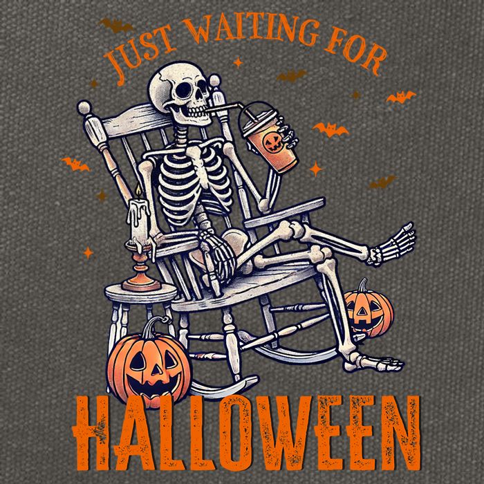 Funny Skeleton Christmas Design Just Waiting For Halloween Cotton Canvas Backpack