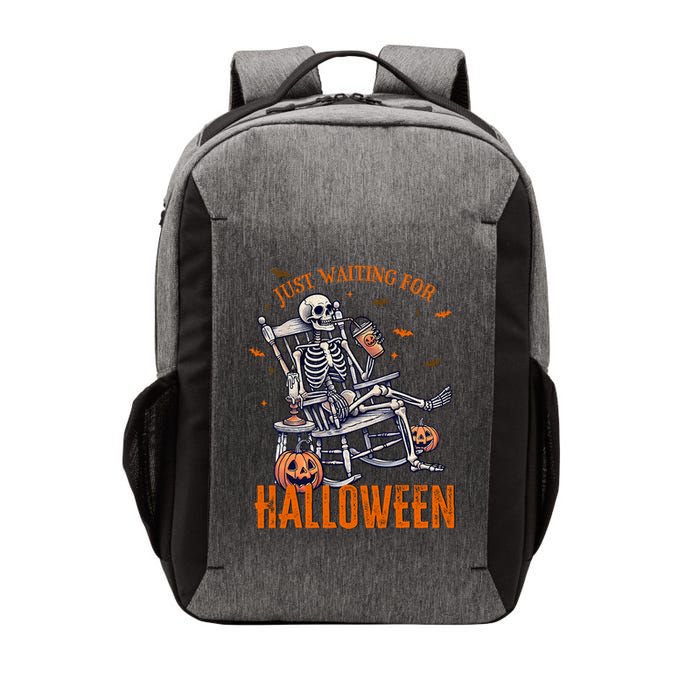 Funny Skeleton Christmas Design Just Waiting For Halloween Vector Backpack