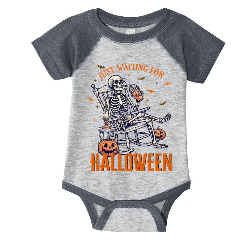 Funny Skeleton Christmas Design Just Waiting For Halloween Infant Baby Jersey Bodysuit