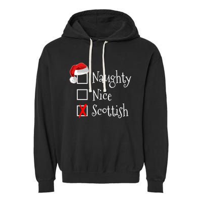 Funny Scottish Christmas Gift Scotland Naughty Nice Garment-Dyed Fleece Hoodie