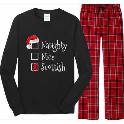 Funny Scottish Christmas Gift Scotland Naughty Nice Long Sleeve Pajama Set