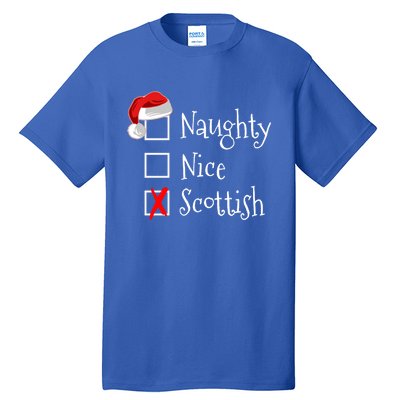 Funny Scottish Christmas Gift Scotland Naughty Nice Tall T-Shirt