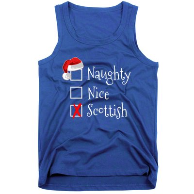 Funny Scottish Christmas Gift Scotland Naughty Nice Tank Top