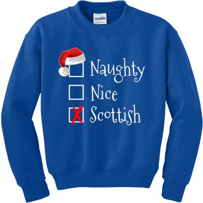 Funny Scottish Christmas Gift Scotland Naughty Nice Kids Sweatshirt