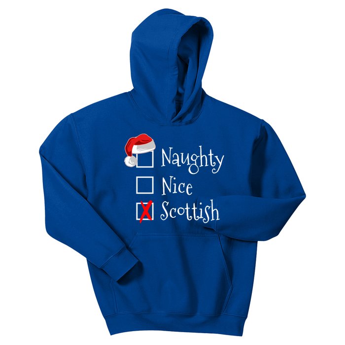 Funny Scottish Christmas Gift Scotland Naughty Nice Kids Hoodie