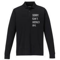 Funny Sorry Can't Hockey Bye Hockey Player Coach Team Performance Long Sleeve Polo