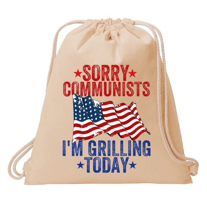 Funny Sorry Communists IM Grilling Today Drawstring Bag