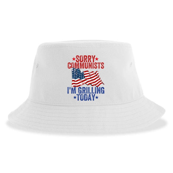 Funny Sorry Communists IM Grilling Today Sustainable Bucket Hat