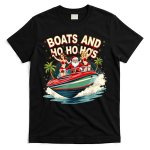 Funny Santa Christmas Boats And Ho Ho Hos T-Shirt