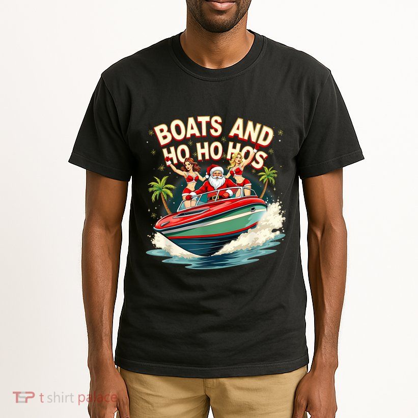 Funny Santa Christmas Boats And Ho Ho Hos Tall T-Shirt