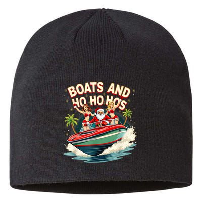 Funny Santa Christmas Boats And Ho Ho Hos Sustainable Beanie