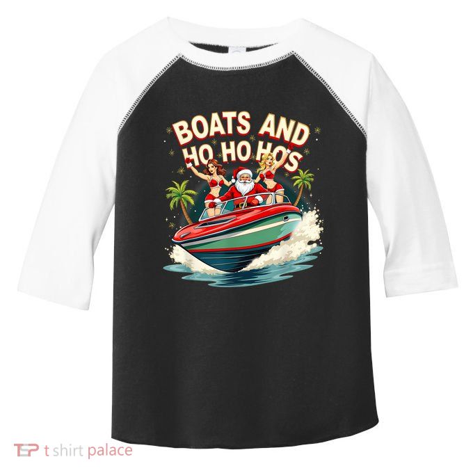 Funny Santa Christmas Boats And Ho Ho Hos Toddler Fine Jersey T-Shirt