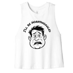 Funny Surprised Cartoon Face Hornswoggled Slang Saying Women's Racerback Cropped Tank