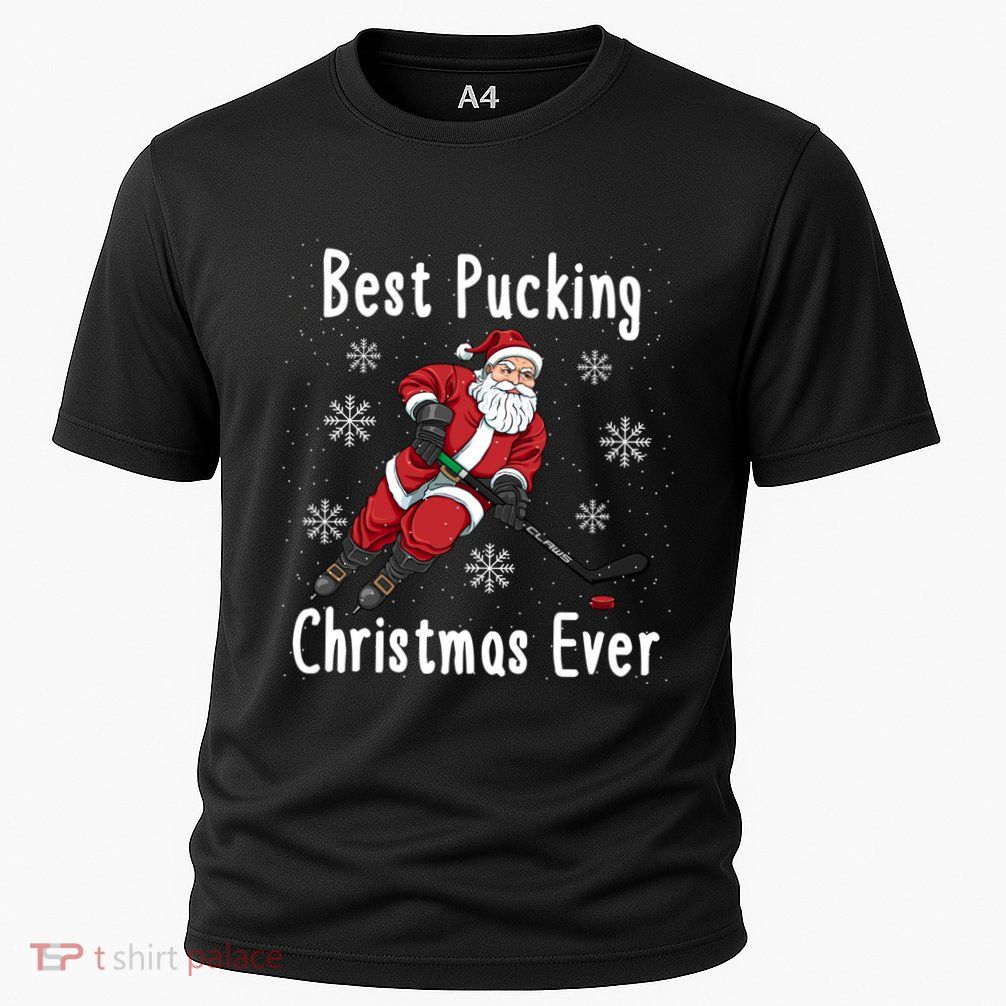 Funny Santa Claus Ice Hockey Best Pucking Christmas Gift Performance Shirt