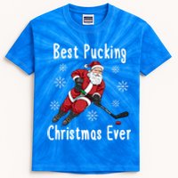 Funny Santa Claus Ice Hockey Best Pucking Christmas Gift Kids Tie-Dye T-Shirt