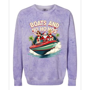 Funny Santa Christmas Boats And Ho Ho Hos Gift Colorblast Crewneck Sweatshirt