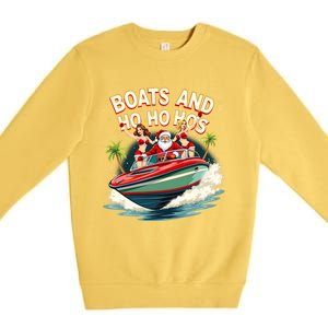 Funny Santa Christmas Boats And Ho Ho Hos Gift Premium Crewneck Sweatshirt