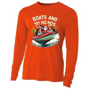 Funny Santa Christmas Boats And Ho Ho Hos Gift Cooling Performance Long Sleeve Crew