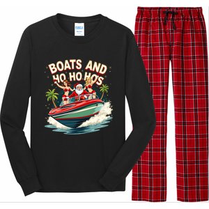 Funny Santa Christmas Boats And Ho Ho Hos Gift Long Sleeve Pajama Set