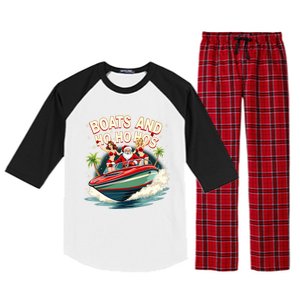 Funny Santa Christmas Boats And Ho Ho Hos Gift Raglan Sleeve Pajama Set