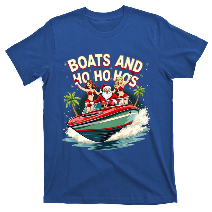 Funny Santa Christmas Boats And Ho Ho Hos Gift T-Shirt