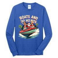 Funny Santa Christmas Boats And Ho Ho Hos Gift Tall Long Sleeve T-Shirt