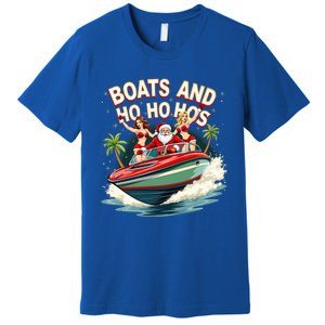 Funny Santa Christmas Boats And Ho Ho Hos Gift Premium T-Shirt