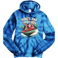 Funny Santa Christmas Boats And Ho Ho Hos Gift Tie Dye Hoodie