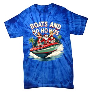 Funny Santa Christmas Boats And Ho Ho Hos Gift Tie-Dye T-Shirt