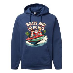 Funny Santa Christmas Boats And Ho Ho Hos Gift Performance Fleece Hoodie