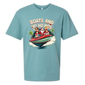 Funny Santa Christmas Boats And Ho Ho Hos Gift Sueded Cloud Jersey T-Shirt