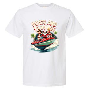 Funny Santa Christmas Boats And Ho Ho Hos Gift Garment-Dyed Heavyweight T-Shirt