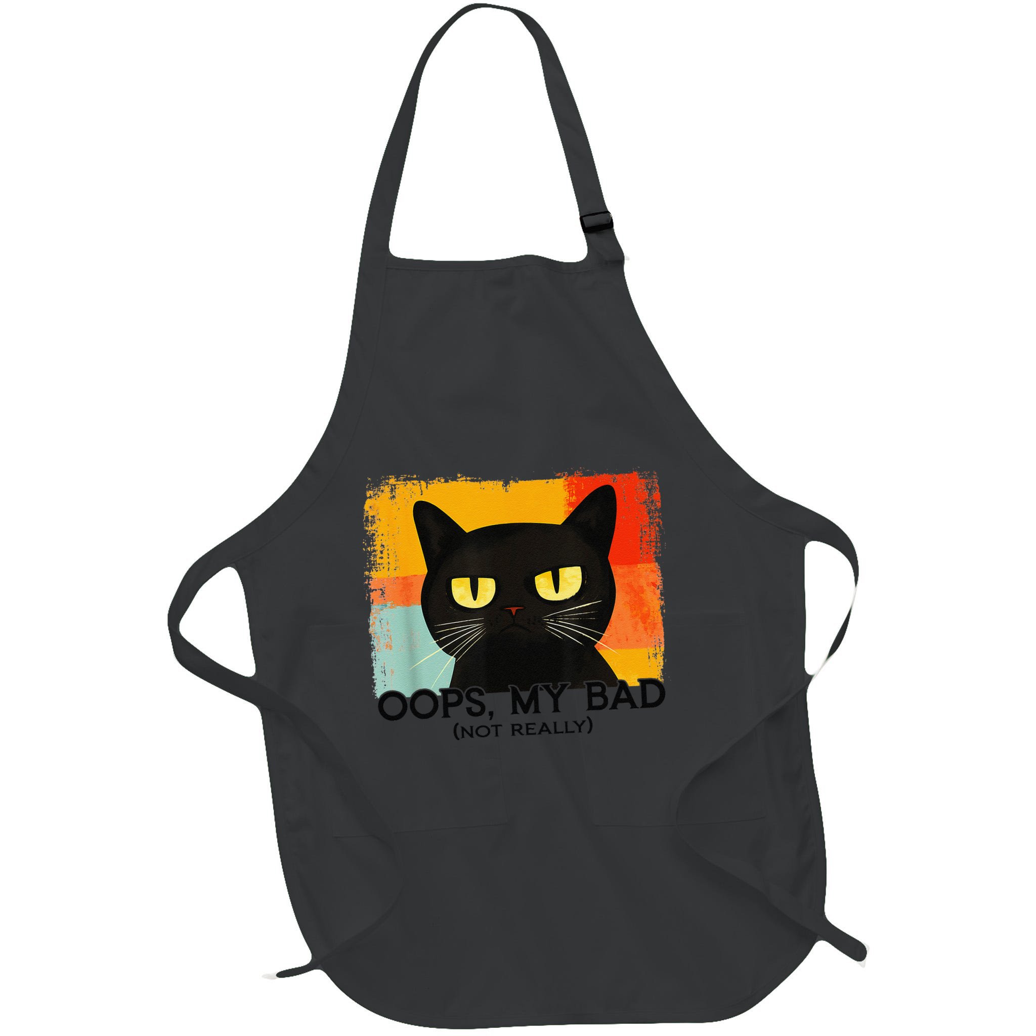 Funny Silly Cat Oops My Bad Not Really Sarcastic Saying Cat Apron