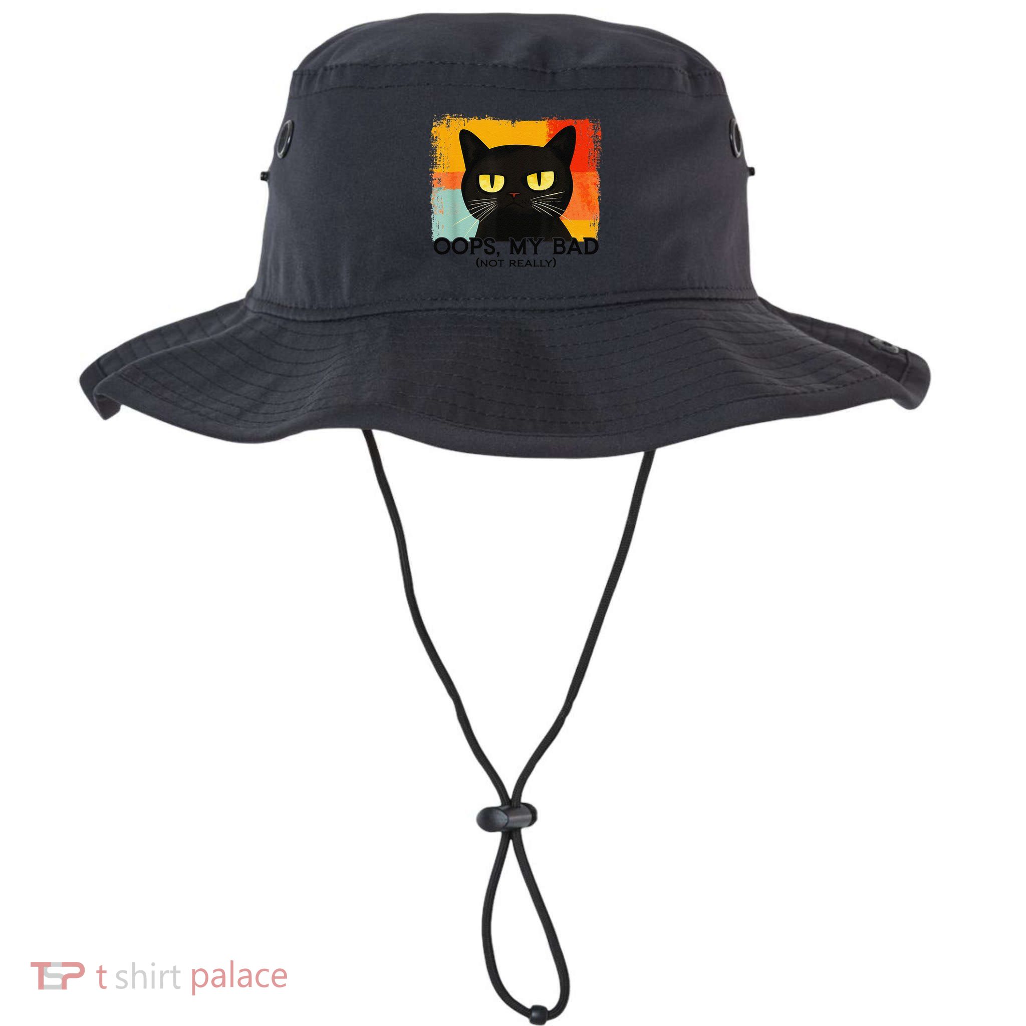 Funny Silly Cat Oops My Bad Not Really Sarcastic Saying Cat Bucket Hat