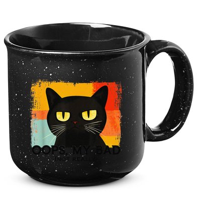 Funny Silly Cat Oops My Bad Not Really Sarcastic Saying Cat 15oz Campfire Ceramic Mug