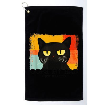 Funny Silly Cat Oops My Bad Not Really Sarcastic Saying Cat Golf Towel