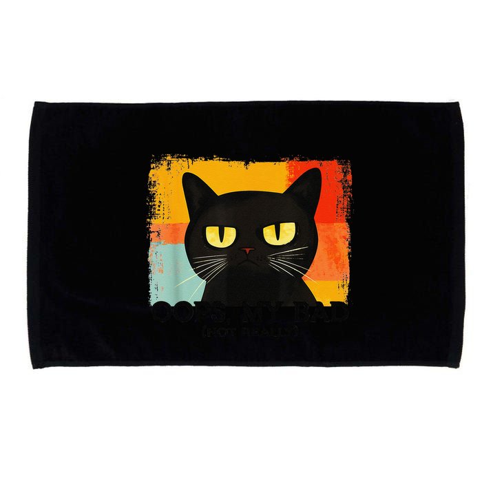 Funny Silly Cat Oops My Bad Not Really Sarcastic Saying Cat Microfiber Hand Towel