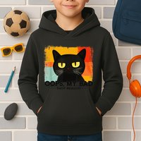 Funny Silly Cat Oops My Bad Not Really Sarcastic Saying Cat Kids Hoodie