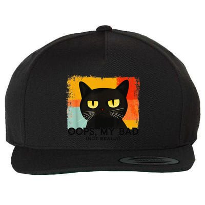 Funny Silly Cat Oops My Bad Not Really Sarcastic Saying Cat Wool Snapback Cap