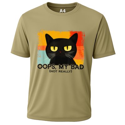 Funny Silly Cat Oops My Bad Not Really Sarcastic Saying Cat Performance Shirt