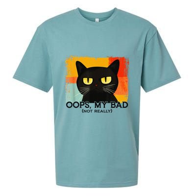 Funny Silly Cat Oops My Bad Not Really Sarcastic Saying Cat Sueded Cloud Jersey T-Shirt