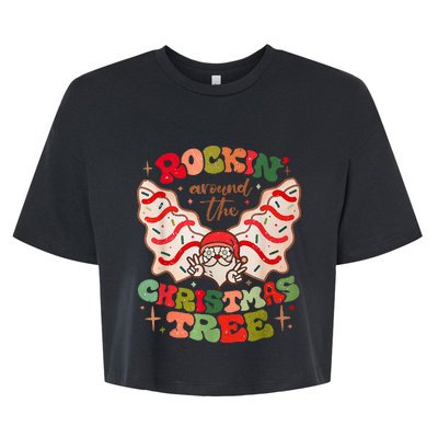 Festive Santa Claus Rockin' Around Christmas Tree Bella+Canvas Jersey Crop Tee