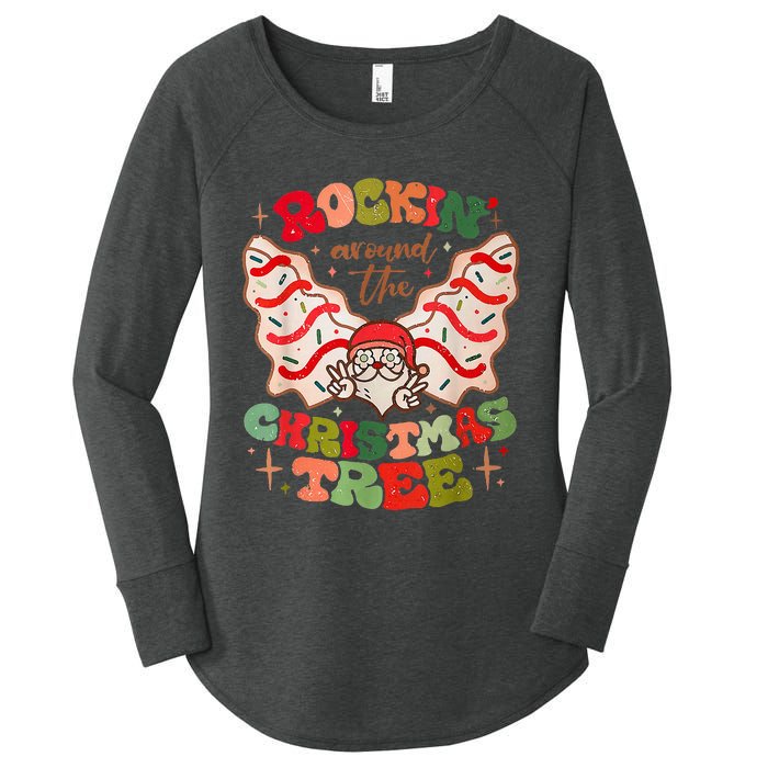 Festive Santa Claus Rockin' Around Christmas Tree Women's Perfect Tri Tunic Long Sleeve Shirt