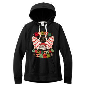 Festive Santa Claus Rockin' Around Christmas Tree Women's Fleece Hoodie