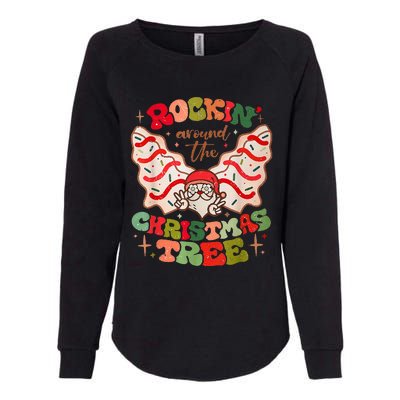 Festive Santa Claus Rockin' Around Christmas Tree Womens California Wash Sweatshirt