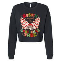 Festive Santa Claus Rockin' Around Christmas Tree Cropped Pullover Crew