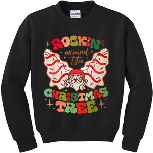 Festive Santa Claus Rockin' Around Christmas Tree Kids Sweatshirt